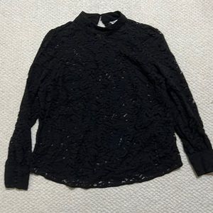 H&M Black Lace Mock-turtleneck Top women’s size XL